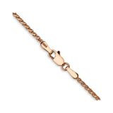 14K Rose Gold 1.7 mm Polished Chain Necklace, Solid alternate angle