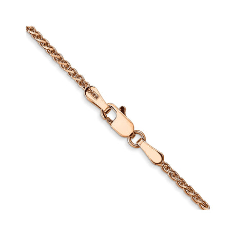 14K Rose Gold 1.7 mm Polished Chain Necklace, Solid alternate angle
