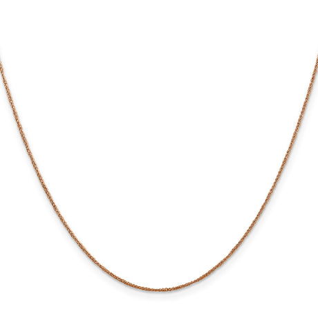 14K Rose Gold 0.7 mm Polished Chain Necklace, Solid