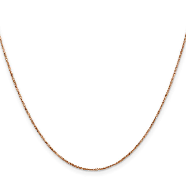14K Rose Gold 0.7 mm Polished Chain Necklace, Solid