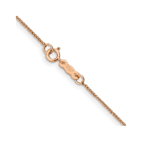 14K Rose Gold 0.7 mm Polished Chain Necklace, Solid alternate angle