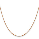 14K Rose Gold 1.1 mm Polished Chain Necklace, Solid