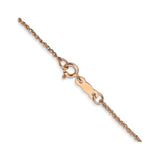 14K Rose Gold 1.1 mm Polished Chain Necklace, Solid alternate angle