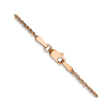 14K Rose Gold 1.7 mm Polished Chain Necklace, Solid alternate angle