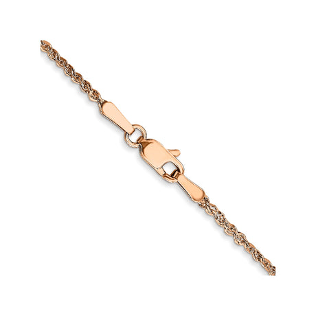 14K Rose Gold 1.7 mm Polished Chain Necklace, Solid alternate angle
