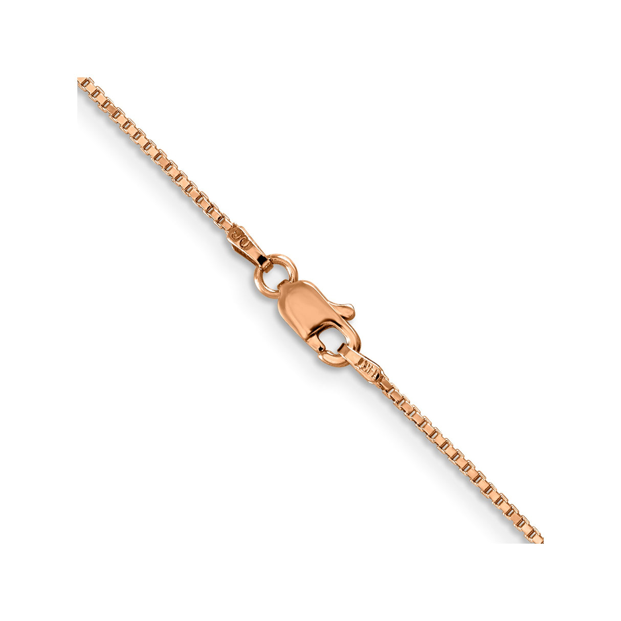 14K Rose Gold 1 mm Box Chain Necklace, Polished alternate angle