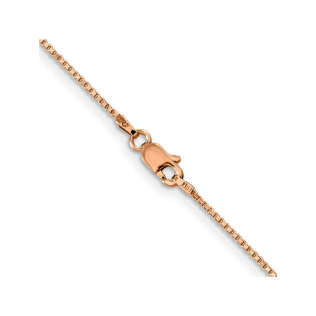 14K Rose Gold 1 mm Box Chain Necklace, Polished alternate angle