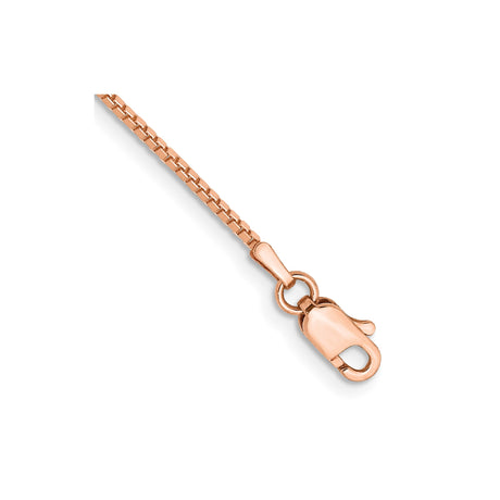 14K Rose Gold 1 mm Box Chain Bracelet, Polished