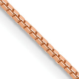 14K Rose Gold 1 mm Box Chain Necklace, Polished detail view