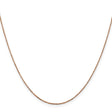 14K Rose Gold 0.8 mm Polished Chain Necklace, Solid