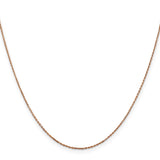 14K Rose Gold 0.8 mm Polished Chain Necklace, Solid