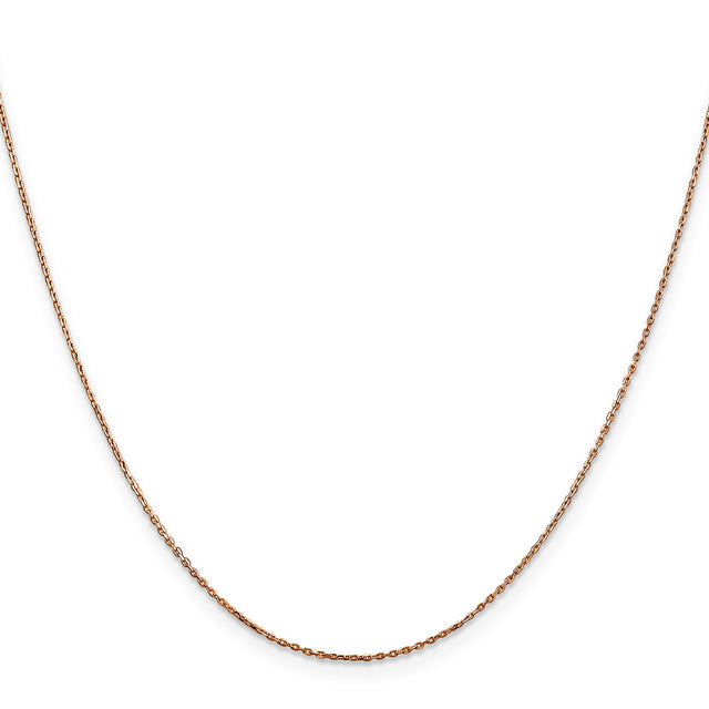 14K Rose Gold 0.8 mm Polished Chain Necklace, Solid
