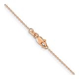 14K Rose Gold 0.8 mm Polished Chain Necklace, Solid alternate angle