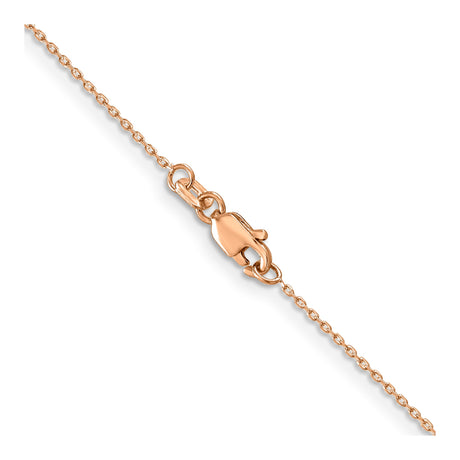 14K Rose Gold 0.8 mm Polished Chain Necklace, Solid alternate angle