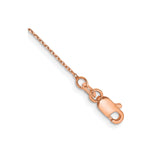 14K Rose Gold 0.8 mm Polished Chain Anklet, Solid