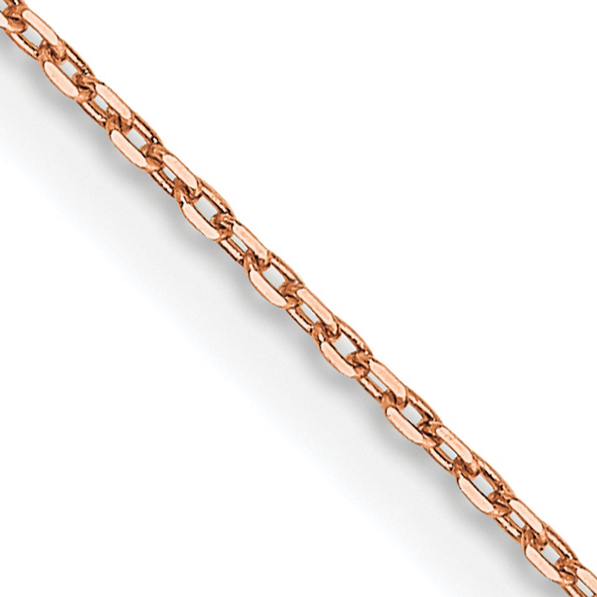 14K Rose Gold 0.8 mm Polished Chain Necklace, Solid detail view