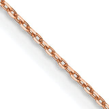 14K Rose Gold 0.8 mm Polished Chain Necklace, Solid detail view