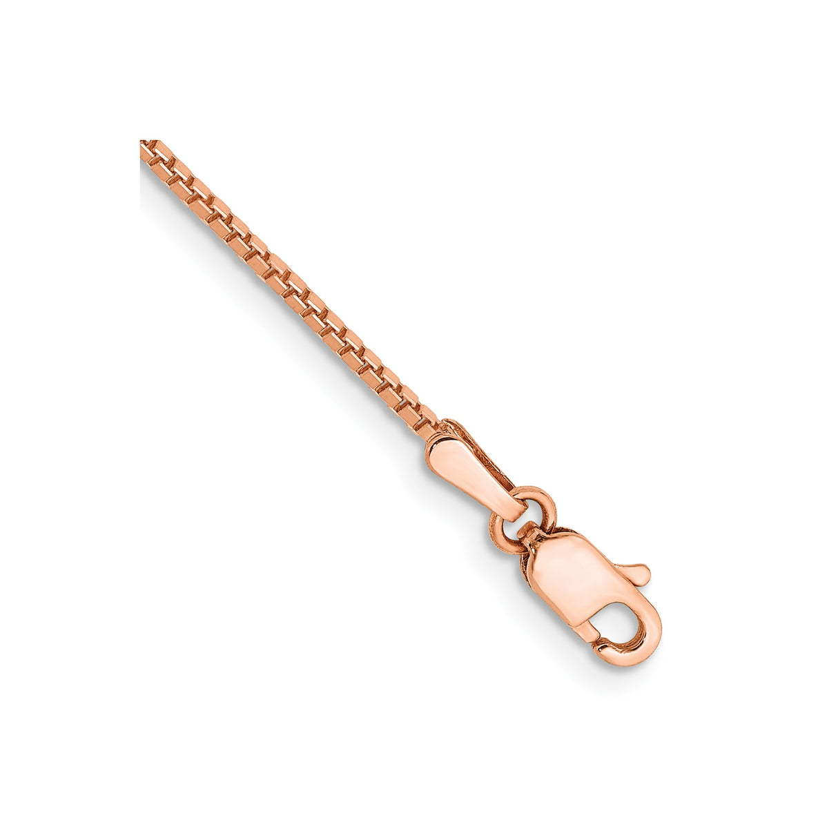 14K Rose Gold 1.1 mm Box Chain Bracelet, Polished