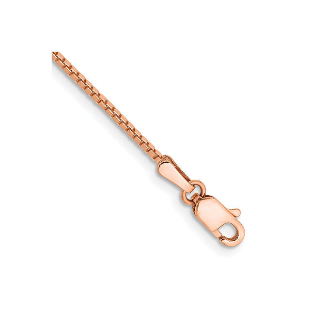 14K Rose Gold 1.1 mm Box Chain Bracelet, Polished