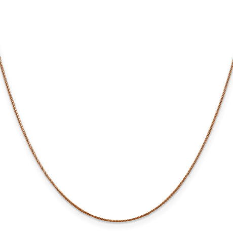 14K Rose Gold 0.85 mm Polished Chain Necklace, Solid