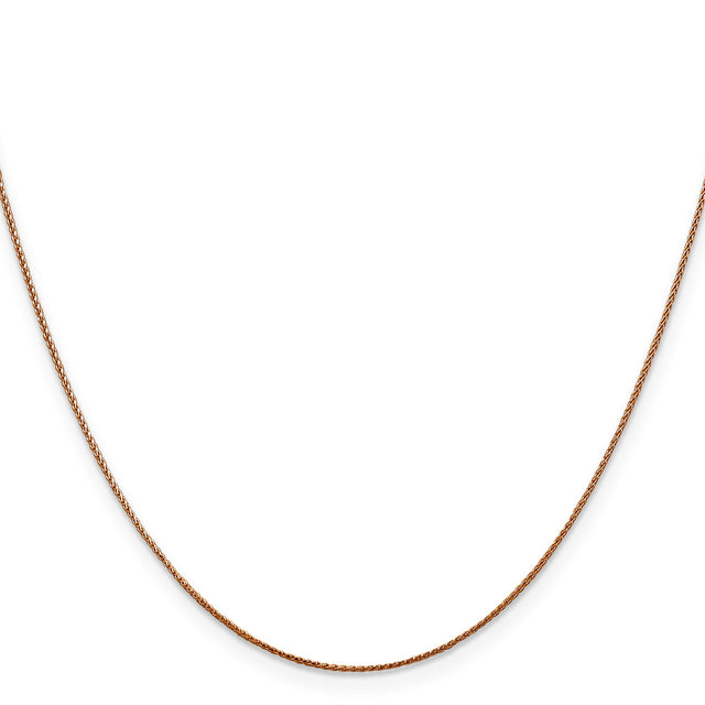 14K Rose Gold 0.85 mm Polished Chain Necklace, Solid