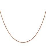 14K Rose Gold 0.8 mm Rope Chain Necklace, Polished