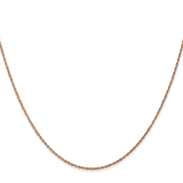 14K Rose Gold 0.8 mm Rope Chain Necklace, Polished