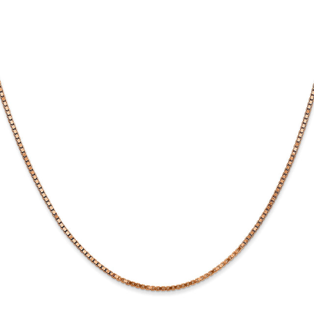 14K Rose Gold 1.3 mm Box Chain Necklace, Polished