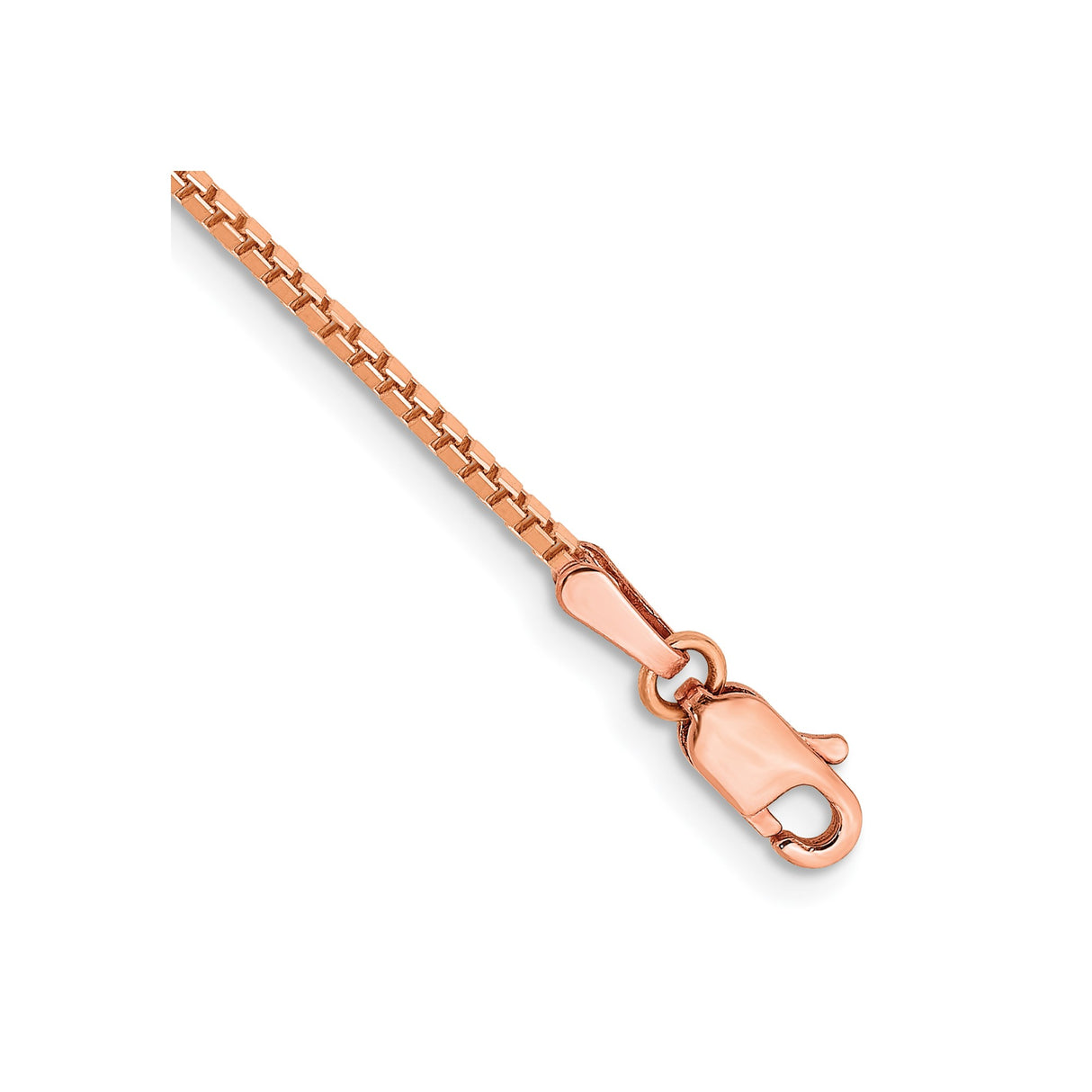 14K Rose Gold 1.3 mm Box Chain Bracelet, Polished