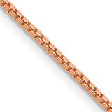 14K Rose Gold 1.3 mm Box Chain Necklace, Polished detail view