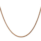 14K Rose Gold 2.1 mm Polished Chain Necklace, Solid