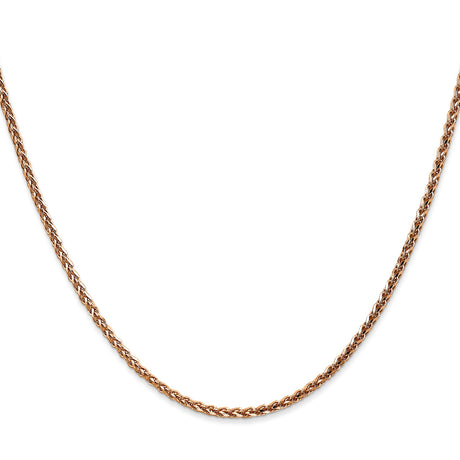 14K Rose Gold 2.1 mm Polished Chain Necklace, Solid