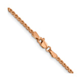 14K Rose Gold 2.1 mm Polished Chain Necklace, Solid alternate angle