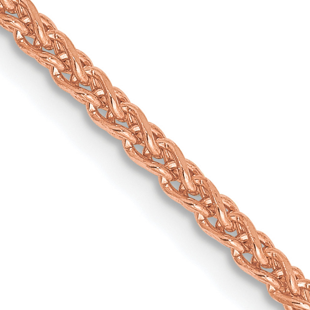 14K Rose Gold 2.1 mm Polished Chain Necklace, Solid detail view