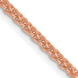 14K Rose Gold 2.1 mm Polished Chain Necklace, Solid detail view