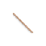 14K Rose Gold 1.15 mm Rope Chain Necklace, Polished detail view