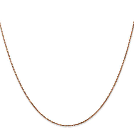 14K Rose Gold 1.05 mm Polished Chain Necklace, Solid