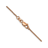 14K Rose Gold 1.05 mm Polished Chain Necklace, Solid alternate angle