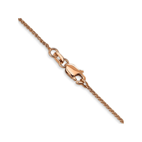 14K Rose Gold 1.05 mm Polished Chain Necklace, Solid alternate angle
