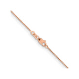 14K Rose Gold 1.05 mm Polished Chain Necklace, Solid alternate angle