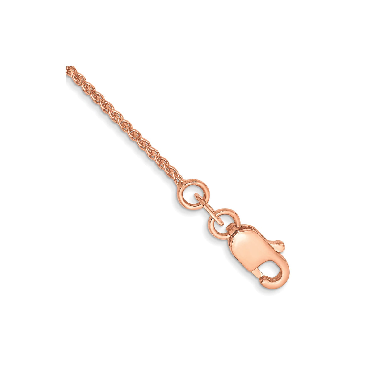 14K Rose Gold 1.05 mm Polished Chain Anklet, Solid