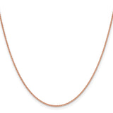 14K Rose Gold 1.25 mm Polished Chain Necklace, Solid