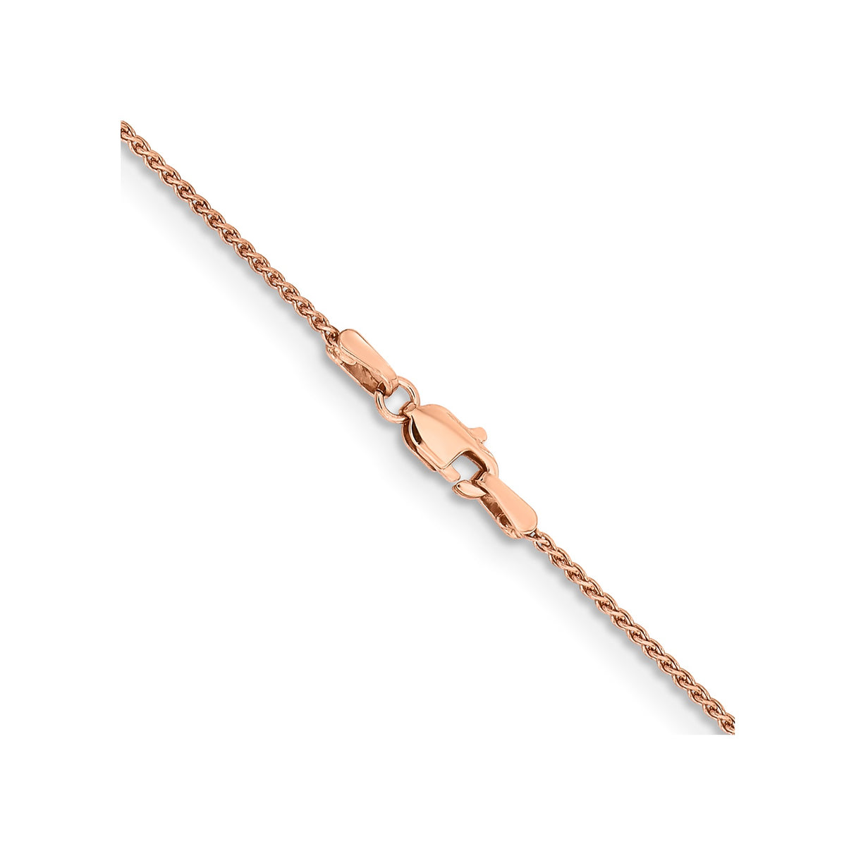 14K Rose Gold 1.25 mm Polished Chain Necklace, Solid alternate angle