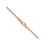 14K Rose Gold 1.25 mm Polished Chain Necklace, Solid alternate angle