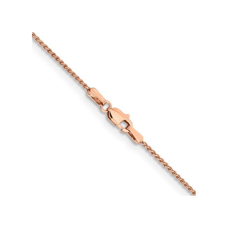 14K Rose Gold 1.25 mm Polished Chain Necklace, Solid alternate angle