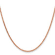 14K Rose Gold 2.1 mm Polished Chain Necklace, Solid