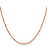 14K Rose Gold 2.1 mm Polished Chain Necklace, Solid