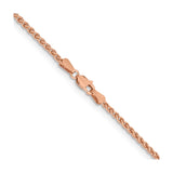 14K Rose Gold 2.1 mm Polished Chain Necklace, Solid alternate angle