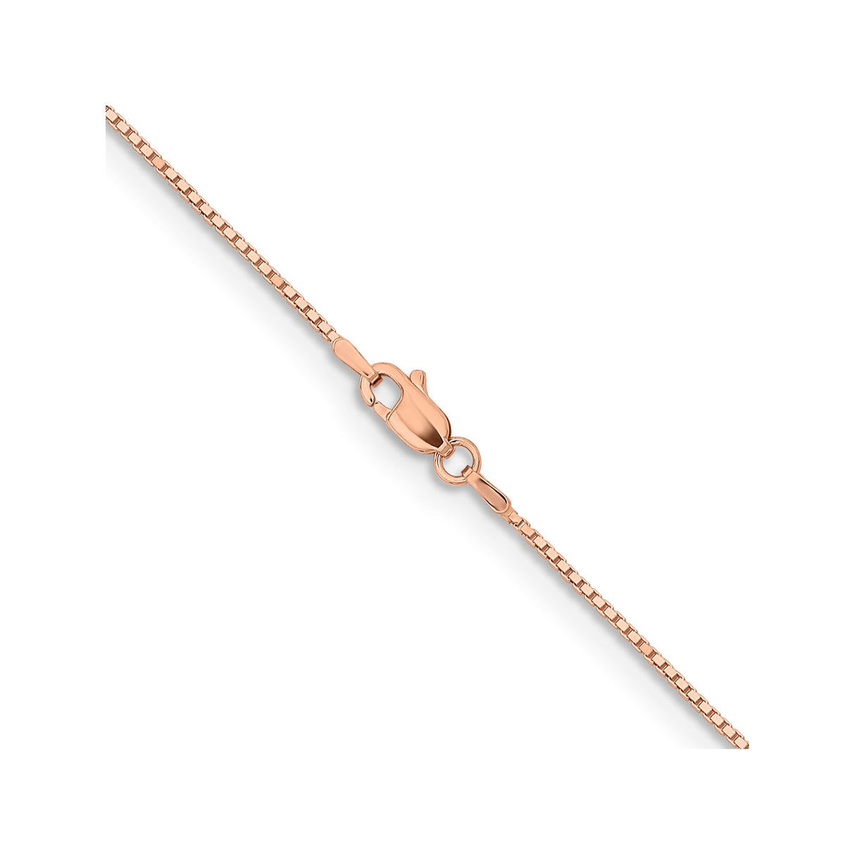 14K Rose Gold 0.95 mm Box Chain Necklace, Polished alternate angle