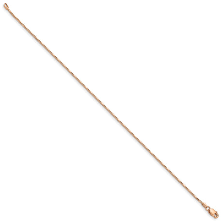 14K Rose Gold 0.95 mm Box Chain Bracelet, Polished